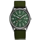 Ziyan Herren Uhr Military Army Leinwand Kalender Analog Quarz Sport Armbanduhr Quarzwerk mit Nylon Armband Luminous Datumanzeiger (Grün)