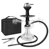 Ryosee Shisha Set Mini Shisha To Go mit Tasche und Premium Zubehör-Shisha Kopf Set,Schlauch, Mundstück, Edelstahl Tauchrohr Diffusor Ausgeatmete Rauchsäule