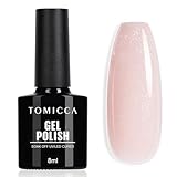 TOMICCA UV Nagellack Silber Glitter Milchig Rosa, 8ml Milchig Rosa Glitter Gel-Nagellack, UV LED Soak Off Manicure Gel Lacquer Varnish