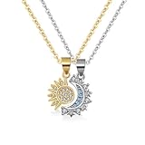 FDEETY Partnerketten Personalisiert Edelstahl Paar Halskette Sonne und Mond Halskette Edelstein-Halskette