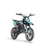 KXD 705 49ccm 4 Takt Leopard Dirtbike Kinder Dirt Bike CrossBike Enduro Dirtbike Pocket 49cc Pitbike PocketBike Motocross Motorrad Motorbike Motorsport Pocket Vollcross Crossbike Türkis