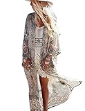 Bsubseach Damen Grün Print Badeanzug Badeanzug Abdeckung Beachwear Open Front Kimono Cardigan Bademode Kaftan