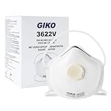 GIKO FFP2 Staubmaske mit Ventil 10 stück weiß FFP2 Masken - Einweg-Atemschutzmaske mit 5-Schichten Schutz FFP2 Gesichtsmaske für DIY-Projekte, Bauarbeiten, Holzbearbeitung, Schleifen, Feinstaub
