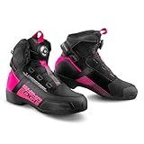 SHIMA EDGE VENTED Motorrad Schuhe Damen Leder Belüftet Motorradstiefel Protektoren Leder ATOP Rutschfeste Sohle Knöchelstütze Seitlicher Reißverschluss Bikerboots (Frauen, Belüftet, Rosa, 40)