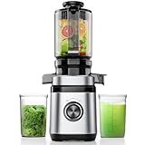OYLCDI Entsafter, Slow Juicer, Entsafter Gemüse und Obst Testsieger mit | 350W DC-Ultrasilent-Motor | 110MM Einfüllöffnung | 2 Tassen | Saftpresse Elektrisch,Silber