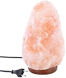 Lunartec Salzstein: Große Salzkristall-Lampe mit Echtholzständer, LED-Leuchtmittel, 5-7 kg (Salzlampen, Salzlampe groß, Wohnzimmerleuchten)