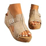 Orthopädische Sandalen Damen Modern Mit Klettverschluss Mesh - Fussbett Für Outdoor-Aktivitäten Und Wear Waschbare Slingback Slide Casual Strick Plateau Bequeme Sportmit Atmungsaktive Weiche