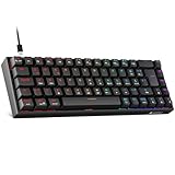 KOORUI Mechanisch Tastatur, 60% Gaming Tastatur mit 12 Tasten Multifunktionstaste USB Kabel Volles Tasten-Rollover Deutsches Layout QWERTZ für Windows MacOS Linux- Rotem Schalter, Schwarz