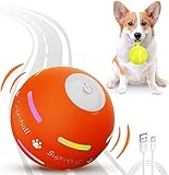 Petiepaw Interaktives Hunde Ball Spielzeug, Strapazierfähiger Automatisch Rollender Ball für Welpen/Kleine/Mittlere Hunde, USB Wiederaufladbar