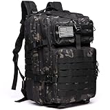 GUJOIN 50L Strapazierfähiger Nylon Wasserdichter Angeln Jagdrucksack Outdoor Militär Rucksäcke Taktische Sport Camping Wandertaschen (Camo Black)