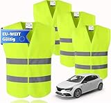 TK Gruppe Timo Klingler 4X Warnwesten ISO 20471 - Pannenweste 2026 Unfallweste Pkw Sicherheitsweste Weste Neongelb reflektierend Auto, Pkw, LKW - Autozubehör (4X Stück)
