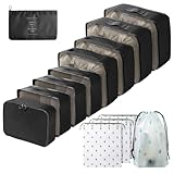 Gemtte Koffer Organizer Set 13-teilig, Wasserdicht Packing Cubes, Multifunktionale Travel Packwürfel, Kofferorganizer Packtaschen für Koffer, Reise Organizer Set Mit Kleidertaschen (Schwarz)