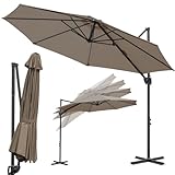 Vkechh Sonnenschirm Rechteckig Ø 300 cm, Ampelschirm Gartenschirm mit Kurbel, UV-Schutz, Wasserdicht, Balkonschirm Höhenverstellbar und Knickfunktion, Kurbelschirm, 360° Drehbar, Khaki