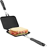 Tomotato Doppelseitiger Bratpfanne Quadratische Sandwichmaker mit Antihaftbeschichtung Grillpfanne Zum Braten von Eiern, Brot, Pfannkuchen, 13.58 * 5.91 * 1.18 inch