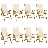 SKM Gartenstühle mit Auflagen 8 STK. Massivholz Teak,Möbel,Gartenmöbel,Gartensitzmöbel,Gartenstühle,Braun,104.68KG,3196525