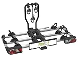 EUFAB 11602 Fahrradträger ProBC3, Heckräger für 3 Fahrräder/E-Bikes, 60 kg Nutzlast, vormontiert, abklappbar per Fußpedal, erweiterbar auf 4, Aluminium-/Stahl-Schienen