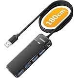 iDsonix USB Hub 3.0 mit verlängertem 180cm Kabel, USB Splitter 3.2 Gen 1 USB Verteiler, 5Gbps USB Erweiterung mehrfach verlängerung für PC, MacBook, iMac, Surface Pro, Laptop, Flash Drive, Mobile HDD