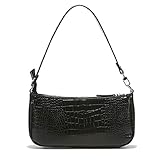 Barabum Retro Classic Crocodile Pattern Clutch Umhängetasche mit Reißverschluss für Frauen (Schwarz)