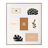 Ostaria 37218 Bilderrahmen aus Kunststoff, Holzoptik, 7 Rahmen für Bilder 10 x 15 cm, horizontal und vertikal, Maße: 39 x 46 x 1,4 cm, Glas, stoßfest, inklusive Aufhängematerial