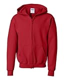 Gildan 18600B Youth Zip Hood Red, Rot/Ausflug, einfarbig (Getaway Solids), L