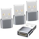 USB C Adapter 4 Stück für iPhone 16/15/14 Serie, USBC Adapter Buchse zu USB-A Stecker Ladegerät Netzteil für iPad 10 2024 Mini 7 Air 6, Apple Watch 8 9, Samsung Galaxy S25 A55 Ultra