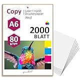 younikat 2000 Blatt blanko 80 g/m² Papier in weiß I Kopierpapier I Rezeptpapier I DIN A6 I dv1418
