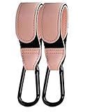 Shabany® Haken 2 Stück universelle Passform | Halterung Universalhaken Kinderwagenhaken Taschenhaken | verstellbar robust Klettverschluss Taschenhalter Karabinerhaken | hellrosa