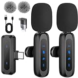 Aohcae Kabelloses Lavalier Mikrofon, Mini Mikrofon für iPhone & Android,Vlogging, Facebook, Live, TikTok