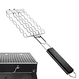 Grillkorb für den Außenbereich: Tragbarer Grillkorb aus Edelstahl, faltbar, für Fischgarnelen mit abnehmbarem Griff, Grillnetz, Camping im Freien