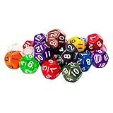 25pcs 12-Wand Würfel K12 Knochen Barwürfel Craps Mathematik-Spiel Würfel mit Zahlen 1-12 Würfel Spiel Würfel Spiel D12 Acryl Kind Requisiten Klein