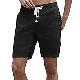 Jogginghose Herren Freizeithose Kordelzug Geraffte Kurze Hose Einfarbige Taschenshorts Mode Lose Sommer Kurze Hose Sporthose Tennis Herren (Black, XXL)