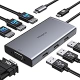 Docking Station Dual Displayport, 8 in 1 USB C hub Multiport Adapter, USB-C Dock mit 2 * 4K DP, 4K*HDMI, VGA, 100W PD, 3 USB 2.0, Dockingstation Laptop 2 Monitore für MacBook/Dell/HP/Lenovo/Surface