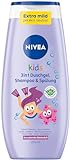 NIVEA KIDS 3in1 Duschgel, Shampoo & Spülung, Pflege und Reinigung für Kids mit bezauberndem Beerenduft, extra milde, seifenfreie Haar- und Hautpflege für Kinder (250 ml)