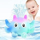 RISVOWO Badewannenspielzeug Baby, Kinder LED Badespielzeug Oktopus Badewanne Spielzeug Automatisches Sensor Wassersprühspielzeug, Badespielzeug Wasserspielzeug ab 1 2 3 Jahre