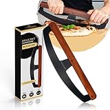 DELICRET 'Black Line'- Pizza Wiegemesser | Pizzaschneider mit Akazienholtgriff & scharfer Edelstahlklinge