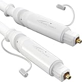KabelDirekt – TOSLINK-Kabel weiß, optisches Audiokabel – 2 m – Glasfaserkabel für Soundbar mit Schutzkappe (TOSLINK auf TOSLINK, digitales S/PDIF-Kabel, HiFi/Verstärker, Heimkino, Xbox One/PS4)