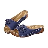 Damen-Sommerpantoffeln, flache Hausschuhe, Plateau-Sandalen, orthopädische Sandalen, römische Sandalen, offene Zehen, Blumensandalen, Slingback, ausgehöhlter Schuh, Strandschuhe, Wanderschuh, leicht