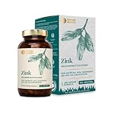 Natürliches Zink - 180 Kapseln hochdosiert / 10 mg natürliches Zink/Hochwertig gewonnen aus Guaven-Blätter Extrakt/Vegan, Zertifiziert & Nachhaltig im Glas