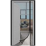 Sekey Fliegengitter Tür Vorhang Gegen Katzenkratzer Seitliche Öffnung Fliegengitter Ohne Bohren Balkontür Fliegenvorhang aus Fiberglas Netz Schwarz 100x220cm