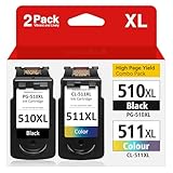 Oeggoink 510 511 Druckerpatronen Set (Schwarz + Farbe) Kompatibel für Canon PG-510 CL-511, 510 511 Multipack für Canon Pixma MP270 MP280 MP230 für Canon MX360 MP495 iP2700 MX320 MP280 MP250
