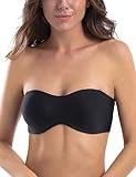 MELENECA Damen Trägerloser BH - Bügel,Ohne Einlagen,Große Größe Minimizer Bandeau BH Schwarz 85B