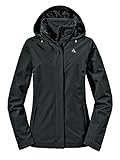 Schöffel Damen Jacket Gmund L, wind- und wasserdichte Regenjacke, atmungsaktive Outdoor Jacke, Wanderjacke mit verstaubarer Kapuze, black, 40