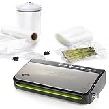 Foodsaver Vakuumiergerät für Lebensmittel mit integrierter Rollenaufbewahrung | Vakuumierer mit Schneidevorrichtung und „Delicate Food“-Modus | Enthält sortierte Vakuumbeutel [FFS005X]