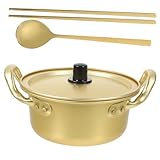 VICASKY 1Satz Ramen Topf aus Aluminium Doppelgriff Suppentopf für Mie Nudeln Praktischer Hot Pot mit Löffel für Zuhause Restaurants und Hotels