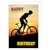 Edition Seidel Premium Geburtstagskarte mit Umschlag. Glückwunschkarte Happy Birthday Grusskarte Mann Frau Fahrrad Bike (G3402 SW023)