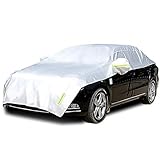 Konnfeir Halbgarage für Auto Windschutzscheibe Abdeckplane Winter Sommer Autoabdeckung wasserdicht Auto halbgarage Staubdicht Schneefest Aluminium mit dünner Baumwolle(Limousine1)