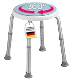 KARAT Duschhocker - 360° drehbarer Duschstuhl belastbar bis 136kg, höhenverstellbar mit rutschfesten Gummifüßen für sicheren Halt - Badhocker, Duschhilfe, Duschsitz