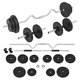 Hantelset und Langhantelstange 30 kg Fitness Krafttraining schwarz 02_0000746