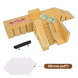 Abree Mini Fingerskateboard-Park Kit mit 5 unabhängige Anbauteile und 2 Fingerboards (Gelb)