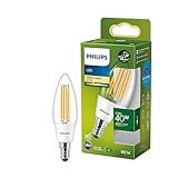 Philips LED Classic ultraeffiziente E14 Lampe, mit Energieeffizienzklasse A, ersetzt 40W, Klar, warmweiß